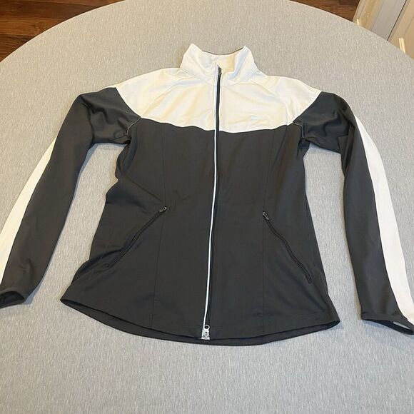 Nike Jackets & Blazers - Nike Lightweight Medium Gray & White Full Zip Running Track Jacket Women's
